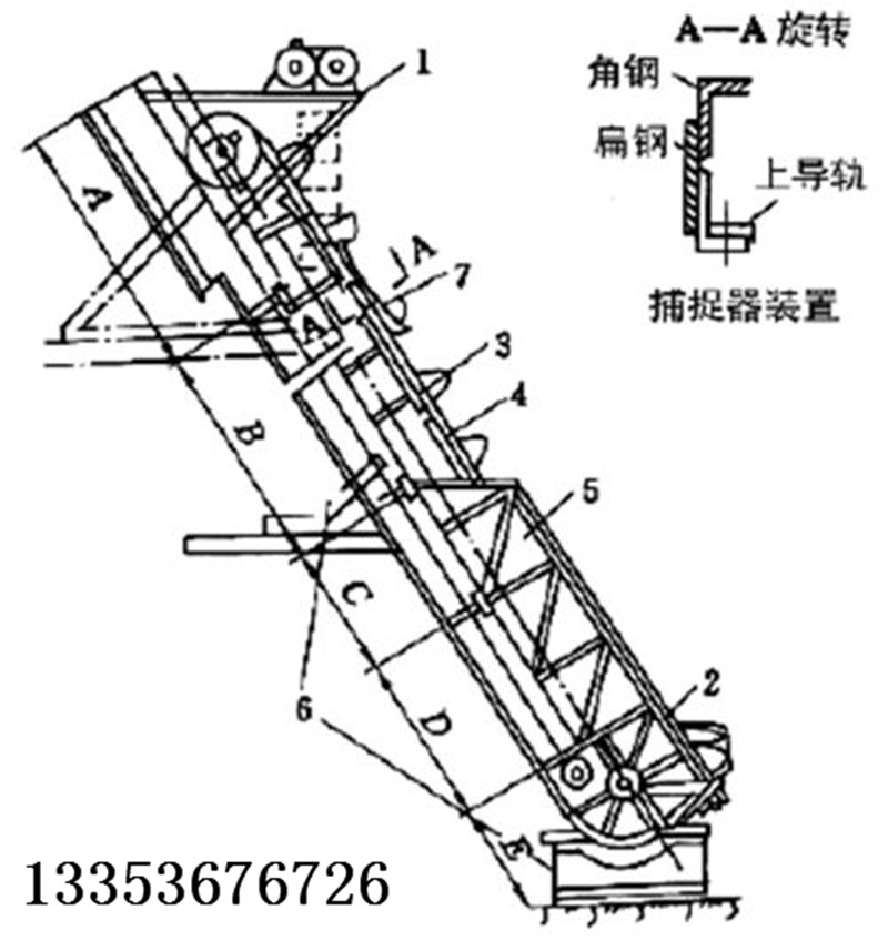 T型提升機(jī)示意圖 T型提升機(jī)示意圖